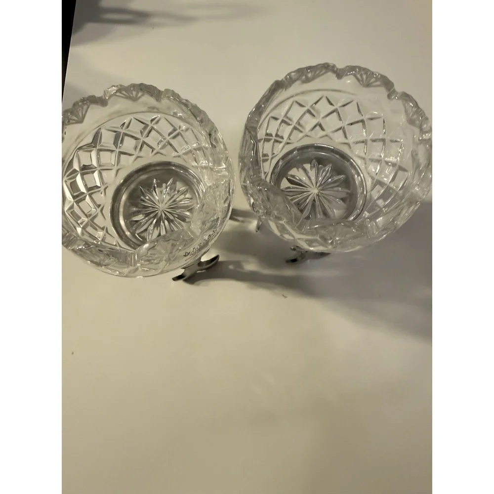 Royal Irish Lead  Crystal On Silver Leaf Stand Used For Candy, Candles Or Holder